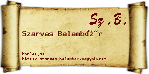 Szarvas Balambér névjegykártya